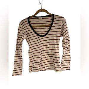 Splendid Cream and Red Striped Long Sleeve Top